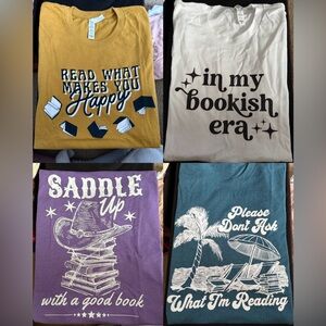 NWOT. Bundle of 4 bookish print T-shirt’s from Probably Smut Apparel.